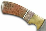 Knife with Fossil Dinosaur Gembone & Mammoth Tusk Inlays #370837-3